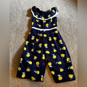 Janie and Jack Navy Jumpsuit with Yellow Lemon Pattern